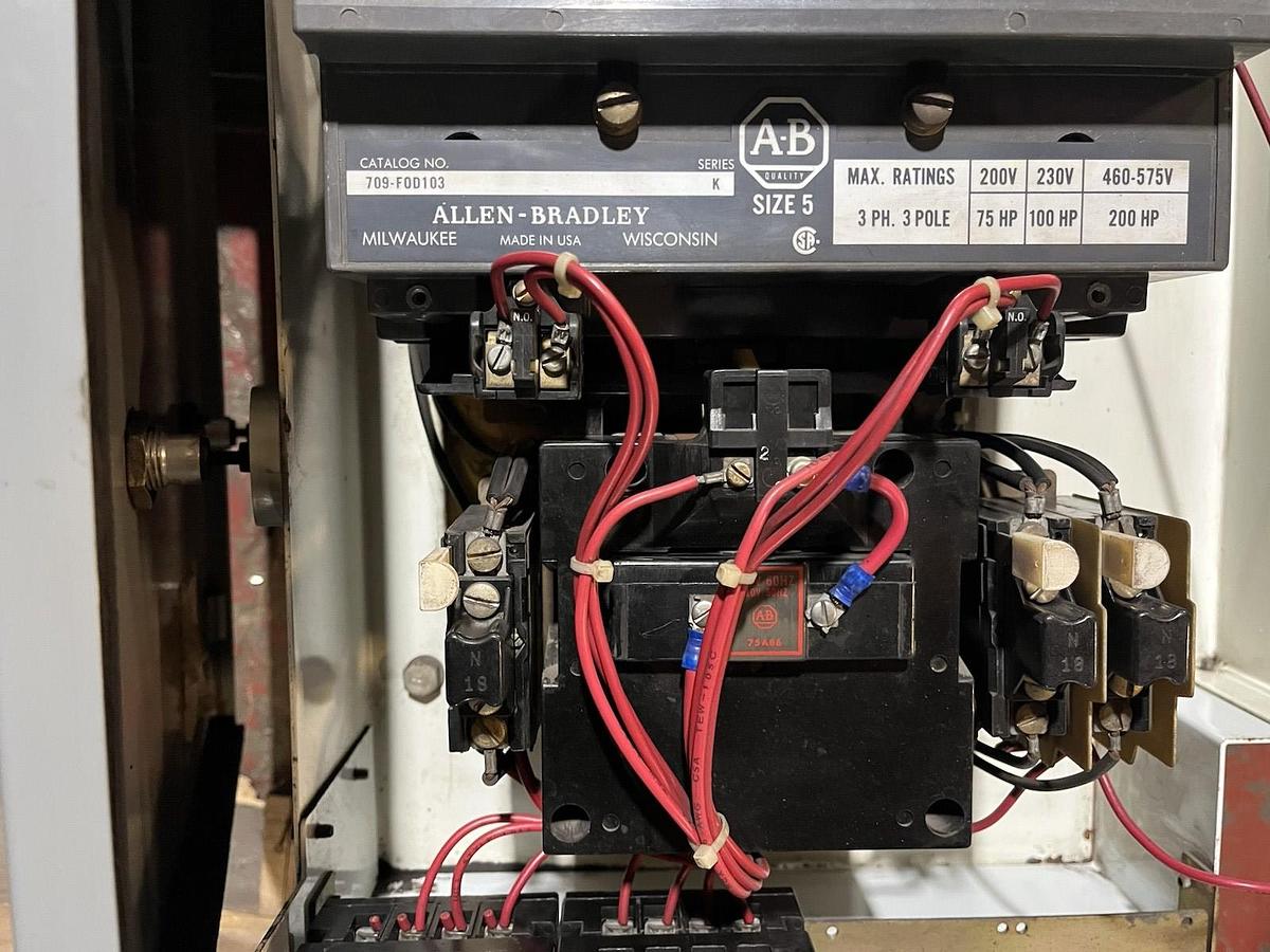 Used ALLEN BRADLEY,2112B,SIZE 5 OLDER FUSED STARTER MCC BUCKET 709-FOD103 200HP 64"