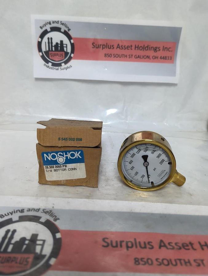 NOSHOK,25.300 2000,PRESSURE GAUGE 1/4 INCH BOTTOM CONNECTION 2000PSI NOS