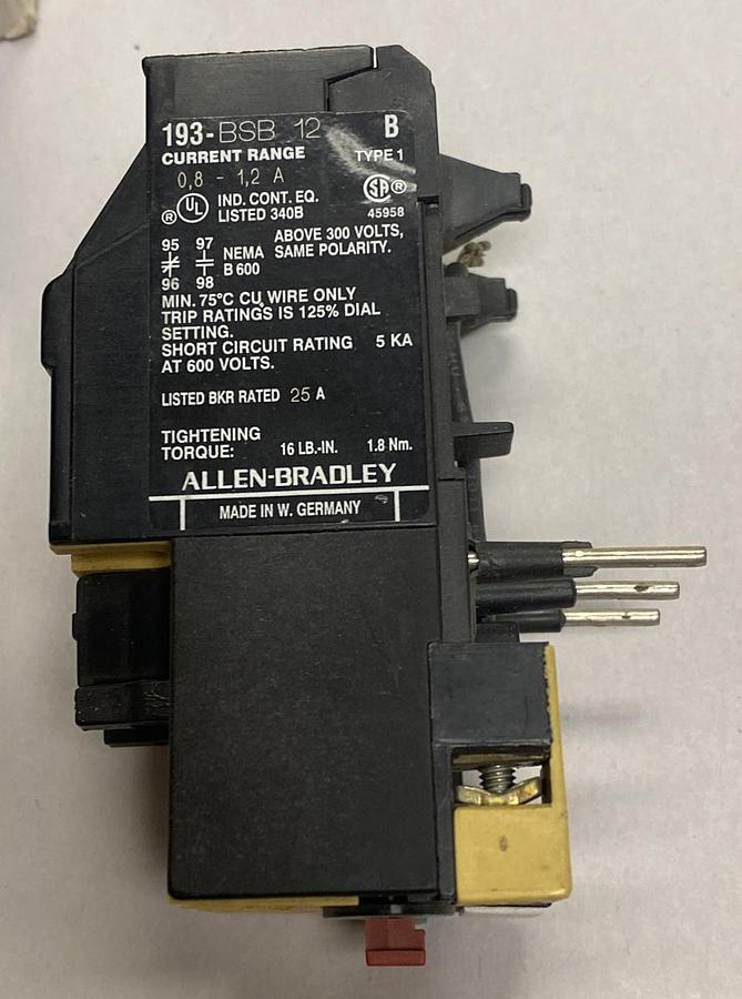 Used ALLEN BRADLEY,193-BSB16,OVERLOAD RELAY NEW