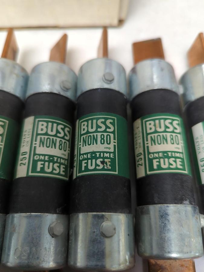 Used COOPER BUSSMANN,NON 80,ONE-TIME 80 AMP FUSE LOT OF 6 PRE-OWNED