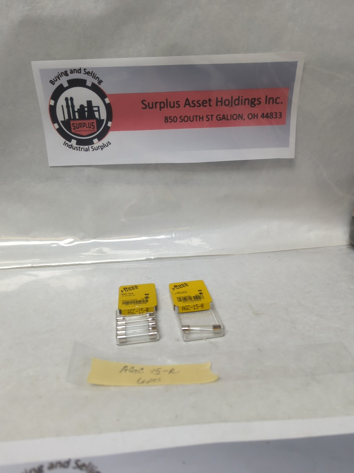 COOPER BUSSMANN,AGC-15-R,FAST ACTING 15 AMP FUSE LOT OF 6 NOS