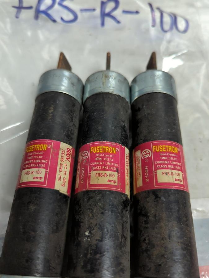 Used COOPER BUSSMANN,FRS-R-100,FUSETRON 100 AMP FUSE LOT OF 3 PRE-OWNED