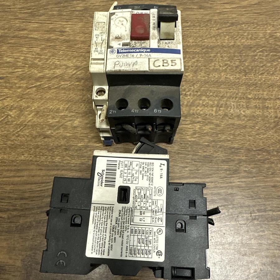 Used Telemecanique,GV2ME16,Motor Protector Switch LOT of 2