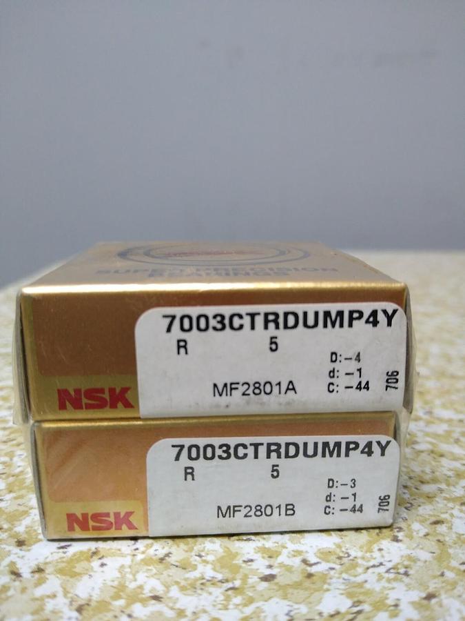 Used NSK,7003CTRDUMP4Y,Super Precision Bearings Set of 2 NOS
