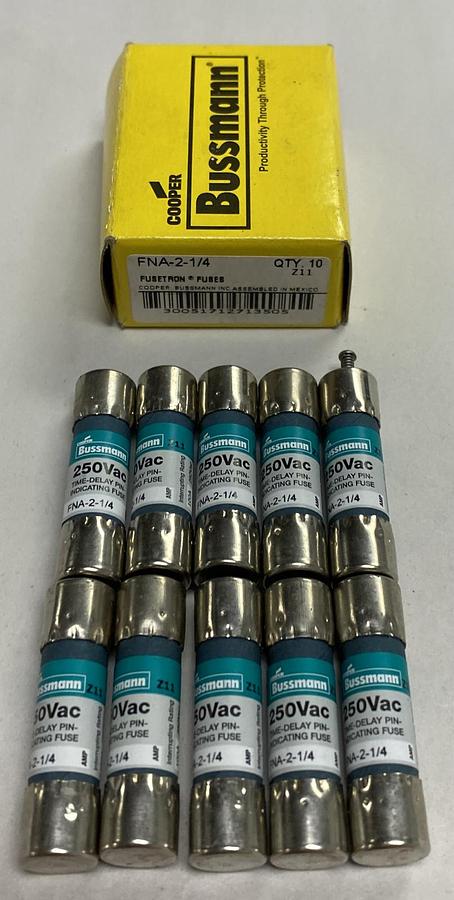 Cooper Bussmann,FNA-2-1/4,Fusetron Fuse Lot Of 10