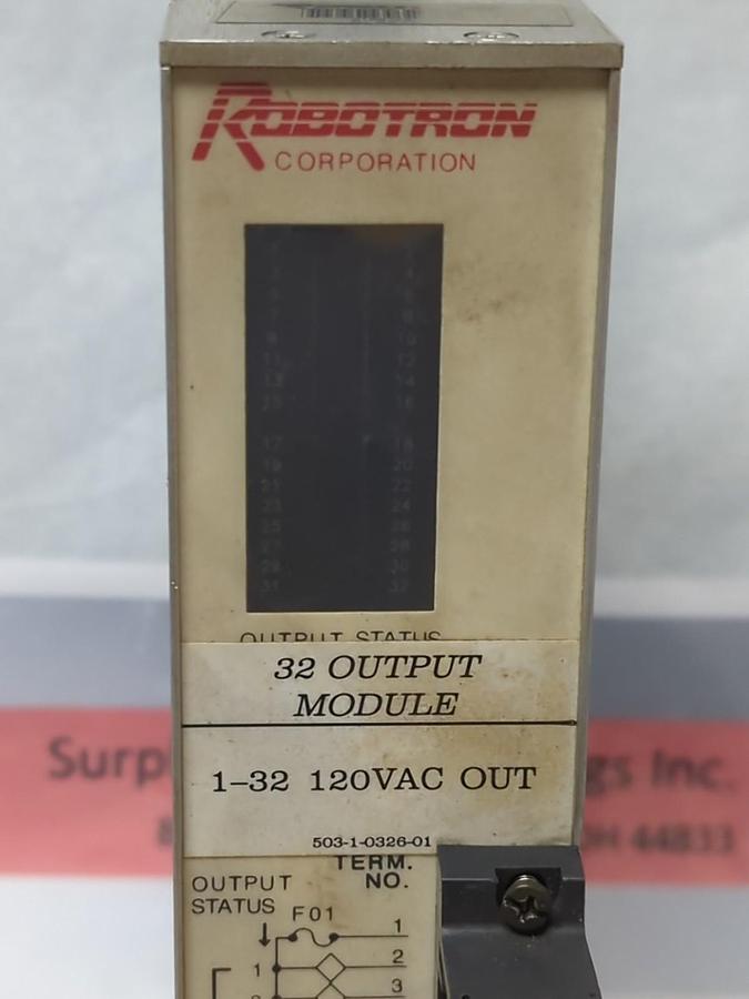 Used ROBOTRON,503-1-0326,OUTPUT MODULE 1-32 120VAC PRE-OWNED