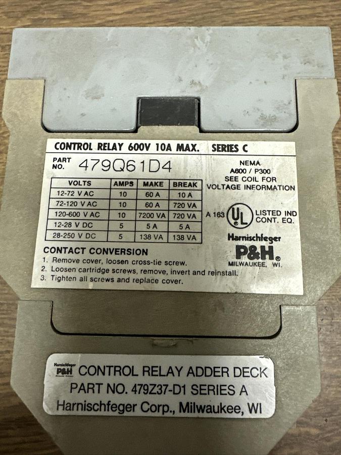 Used P&H,479Q61D4,Control Relay