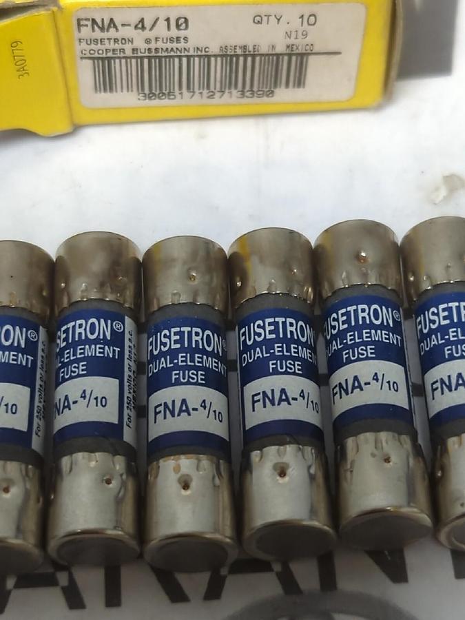 COOPER BUSSMANN,FNA-4/10,4/10 AMP FUSETRON FUSES BOX OF 10 NEW