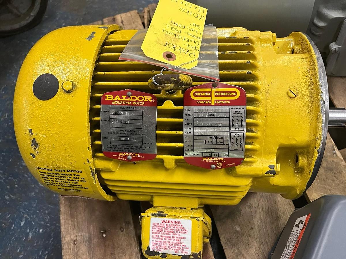 Used BALDOR,06E03W04,MARINE DUTY MOTOR 3HP 1725RPM 3PH 182C
