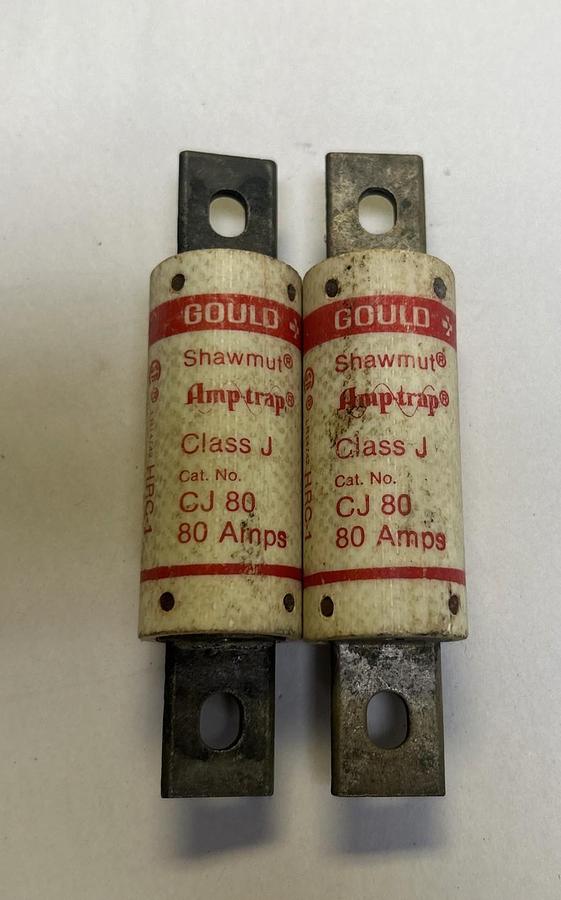 Used GOULD SHAWMUT,CJ80,FUSE 80A 600V LOT OF 2