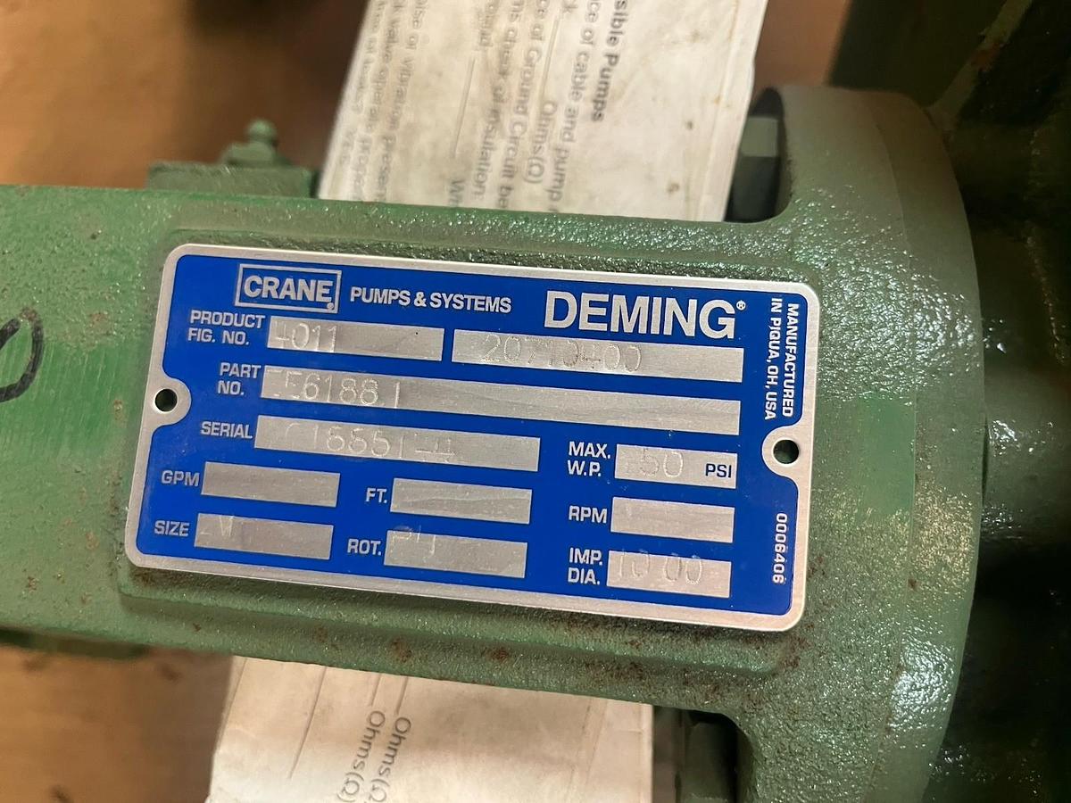 Used CRANE DEMING,4011,CENTRIFUGAL PUMP 4011 3X2X10 10.00 IMPELLER REFURBISHED