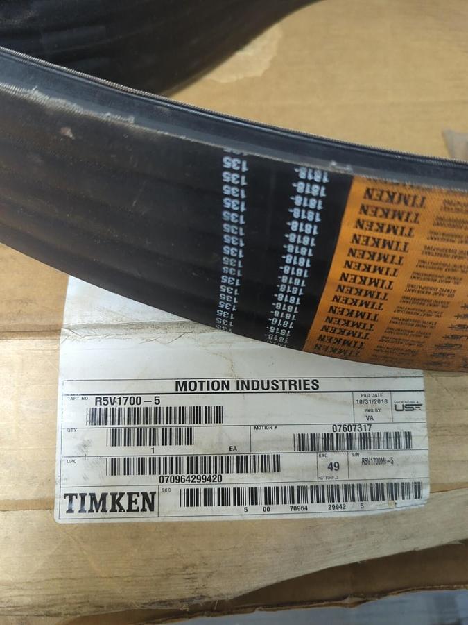 TIMKEN,R5V1700-5,BANDED V-BELT 5-BAND 5-VSECTION 170.00 INCH OUTSIDE LENGTH NOS