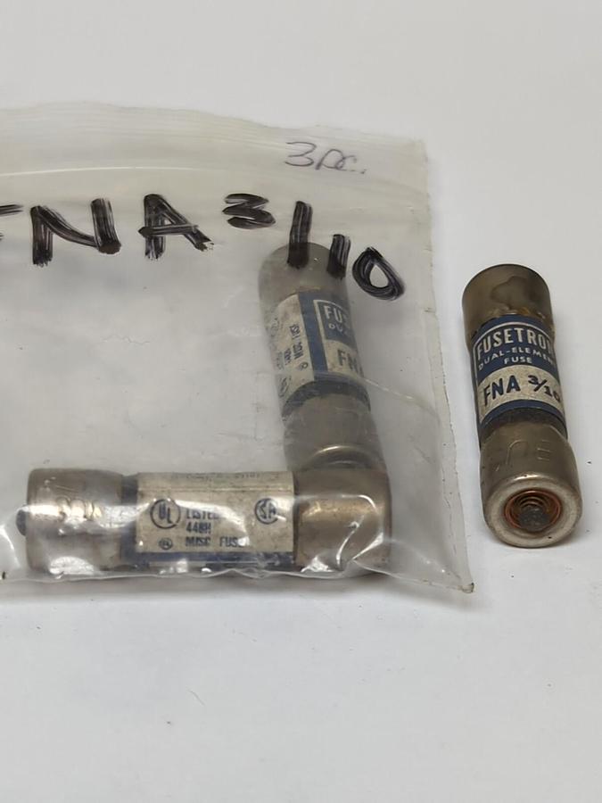 COOPER BUSSMANN,FNA-3/10,FUSETRON 3/10 AMP FUSES LOT OF 3 NOS
