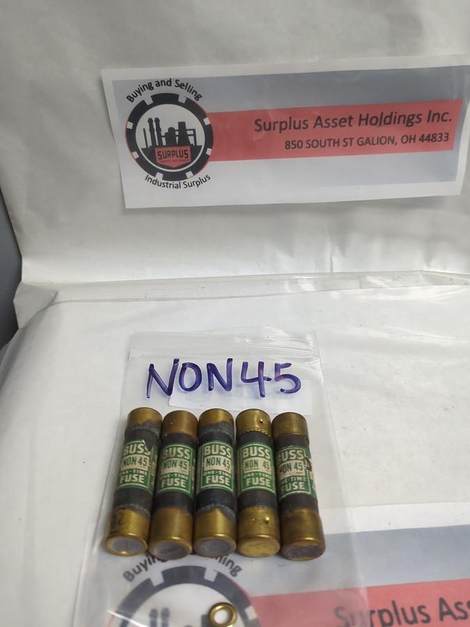 Used COOPER BUSSMANN,NON-45,ONE-TIME 45 AMP FUSE LOT OF 5 PRE-OWNED