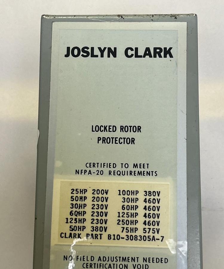 Used JOSLYN CLARK,B10-308305A-7,LOCKED ROTOR PROTECTOR