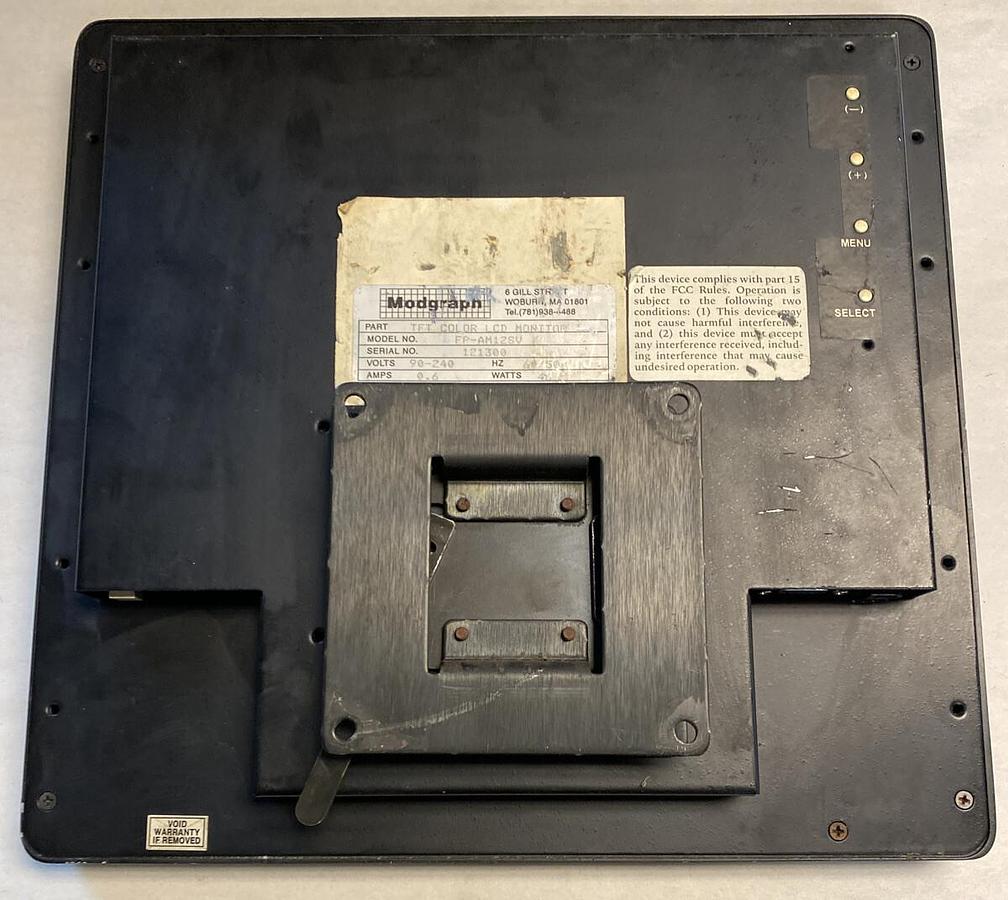 Used MODGRAPH,FP-AM12SV TFT,COLOR LCD MONITOR 90-240V 0.6AMPS 46WATTS