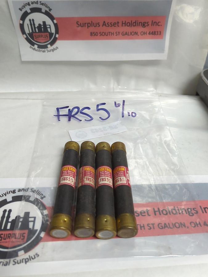 Used COOPER BUSSMANN,FRS-5-6/10,FUSETRON 5-6/10 AMP FUSE LOT OF 4 PRE-OWNED