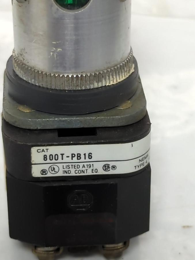 Used ALLEN BRADLEY,800T-PB16,SER T GREEN ILLUMINATED PUSH BUTTON PRE-OWNED