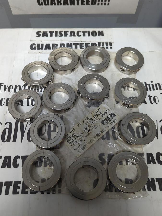 CLIMAX METAL PRO.,1-3/16,BORE STAINLESS STEEL 2-PIECE SHAFT COLLAR LOT OF 13