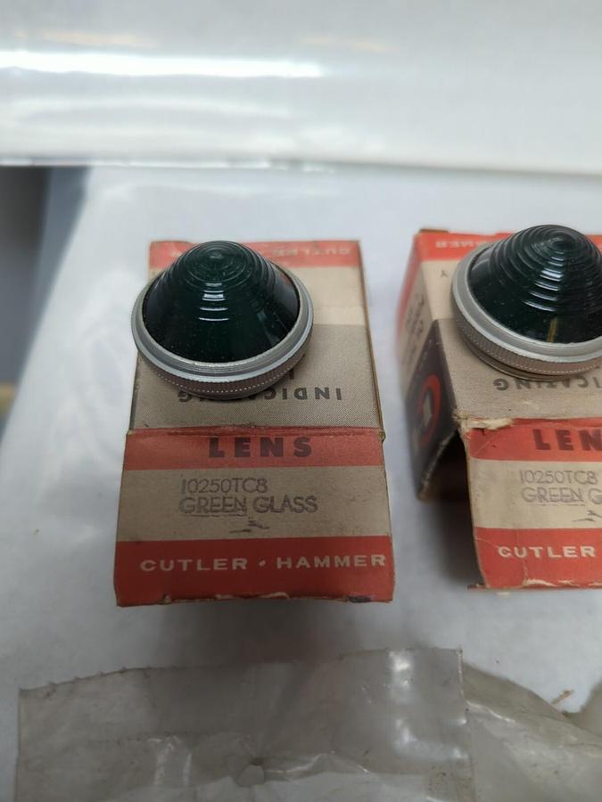 CUTLER-HAMMER,10250TC8,GREEN GLASS LENS LOT OF 10 NOS