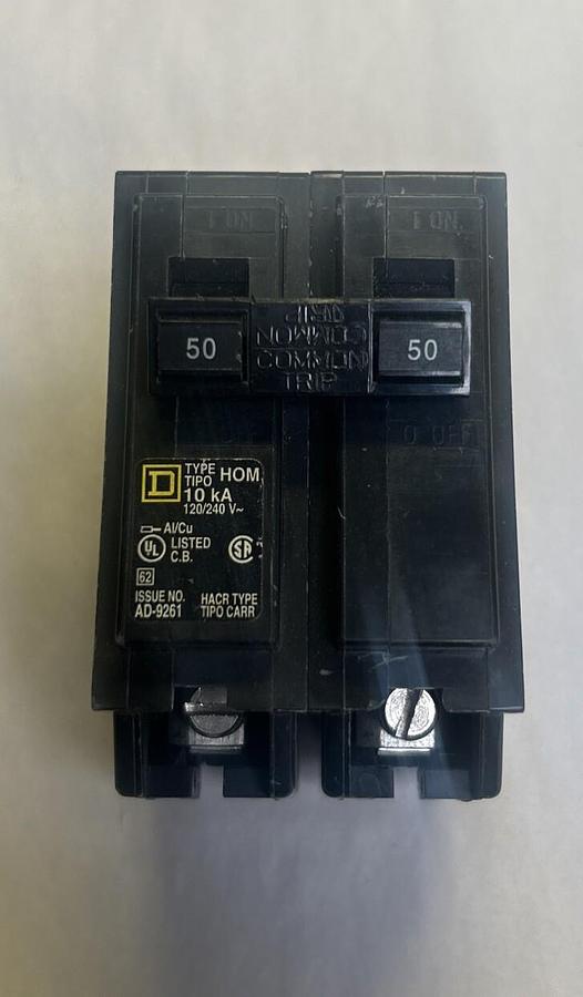 SQUARE D,HOM250,CIRCUIT BREAKER 50A 120/240V 2P NOS