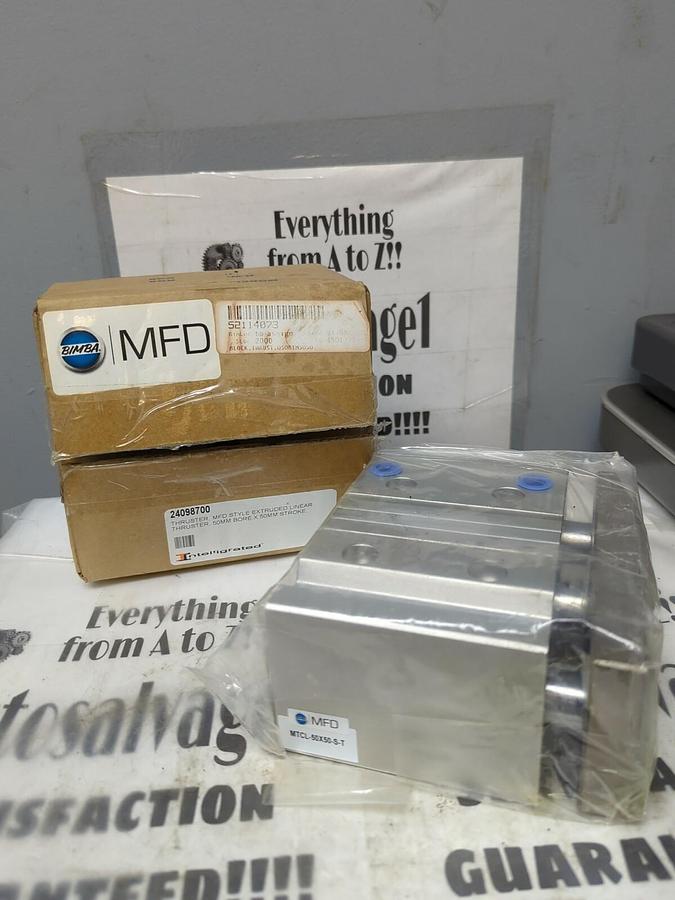 BIMBA,MFD MTCL-50X50-S-T,THRUSTER EXTRUDER 50MM BORE LINEAR BALL BUSHING NOS