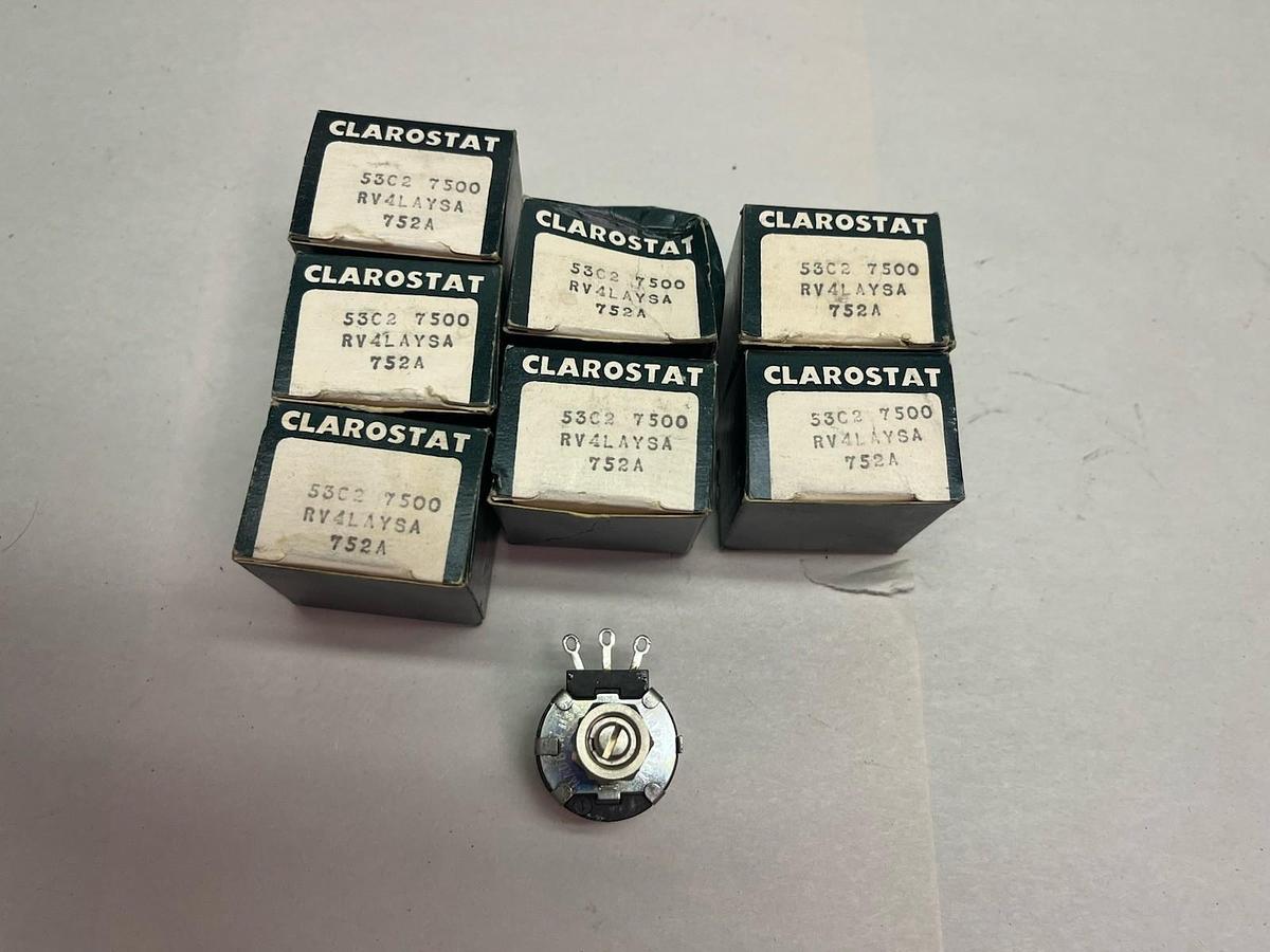 CLAROSTAT,53C2-7500-RV4LAYSA-752A,POTENTIOMETER LOT OF 7