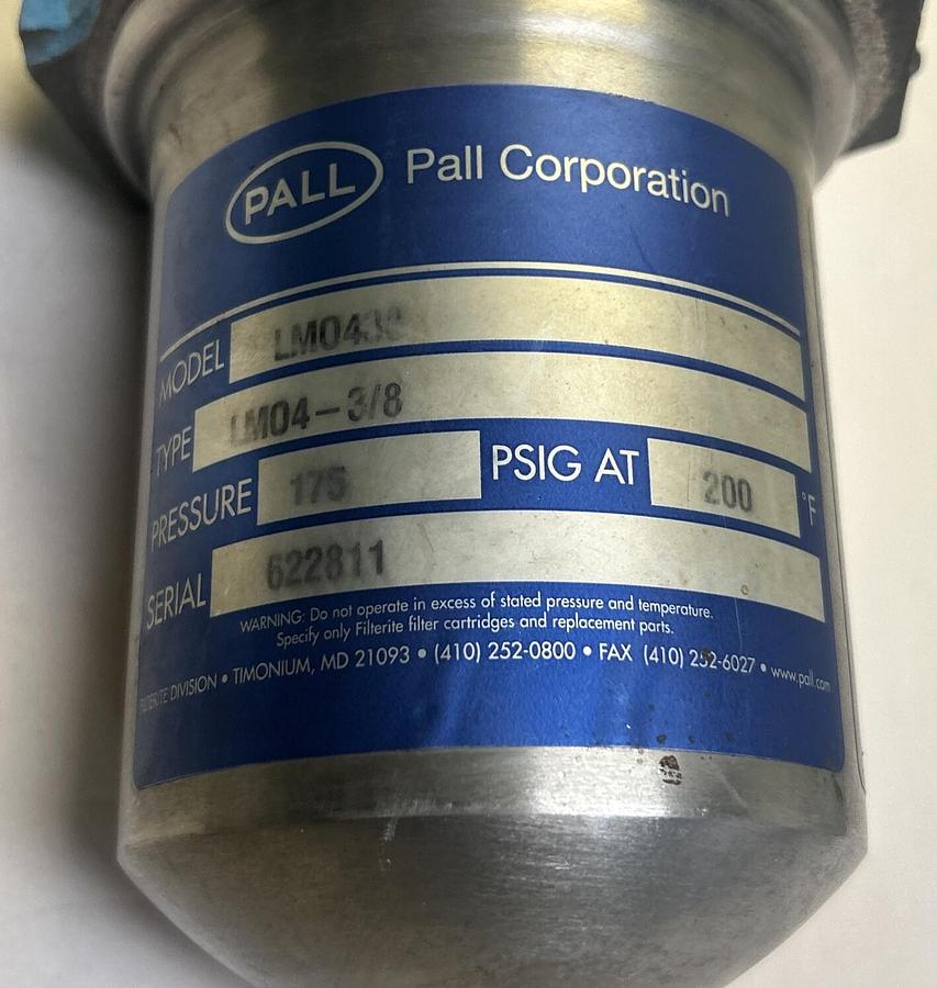 Used PALL CORPORATION,LM0438,FILTER HOUSING 175PSIG
