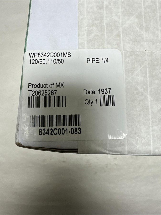 Used Asco,WP8342C001MS,Solenoid Valve 120V/60-110/50 1/4"NPT FACTORY SEALED