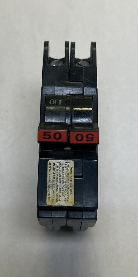 Used FEDERAL PACIFIC,NC250,CIRCUIT BREAKER 50A 120/240V 2P