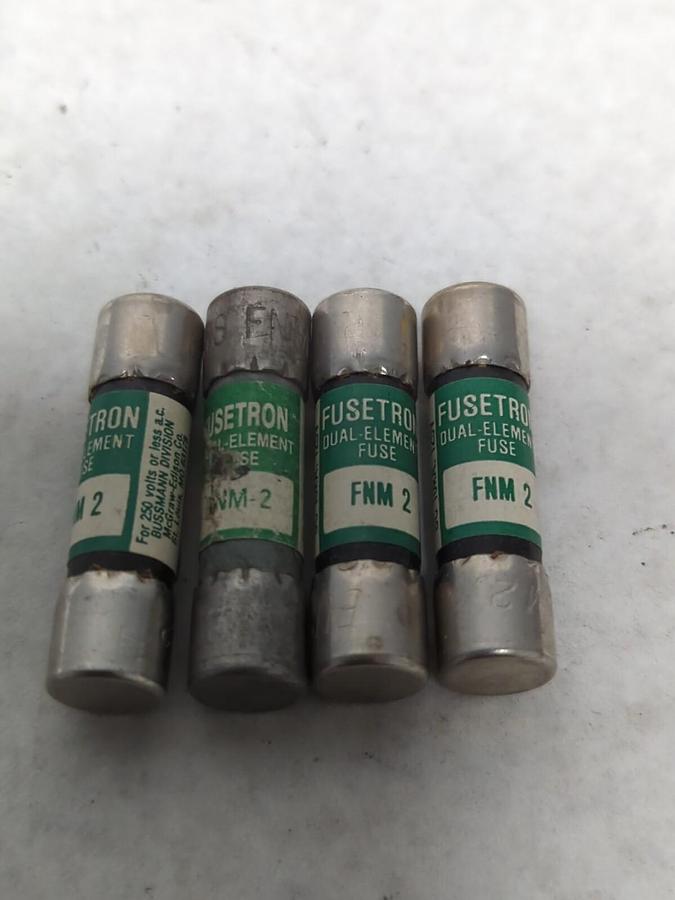 Used COOPER BUSSMANN,FNM2,FUSETRON 2 AMP FUSE LOT OF 4 PRE-OWNED