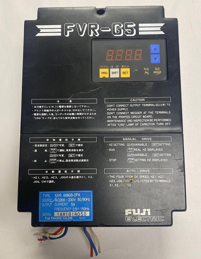 Used FUJI,FVR-G5,TYPE FVR008G5-2FK VARIABLE FREQUENCY DRIVE
