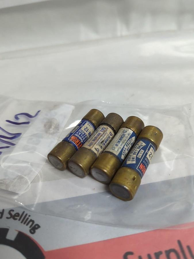 Used COOPER BUSSMANN,FRN-12,FUSETRON 12 AMP FUSE LOT OF 4 PRE-OWNED
