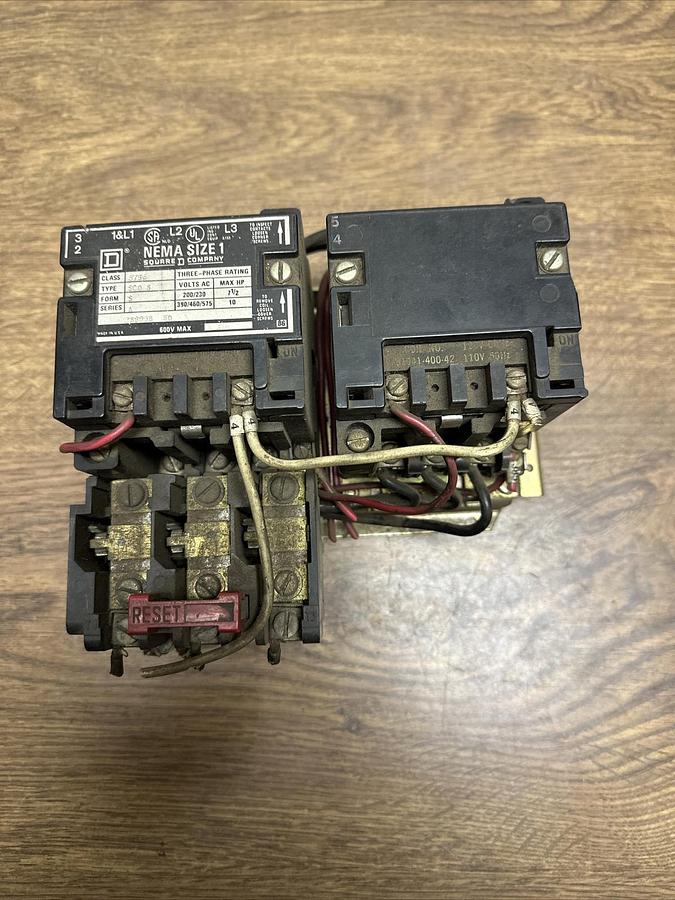 Used Square D,8735-SCO8,Size 1 Reversing Starter w/ Overload