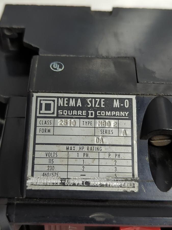 Used SQUARE D,2510-MB02,MANUAL STARTER SERIES A SIZE M-0 PRE-OWNED