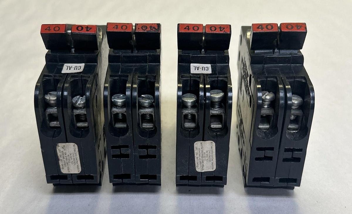Used FEDERAL PACIFIC,NC240,CIRCUIT BREAKER 40A 120/240V 2P LOT OF 4