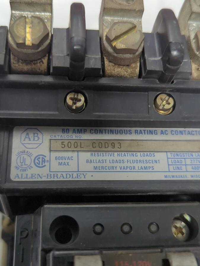 Used ALLEN BRADLEY,500L-C0D93,SERIES A 60A CONTINUOUS RATING AC CONTACTOR PRE-OWNED