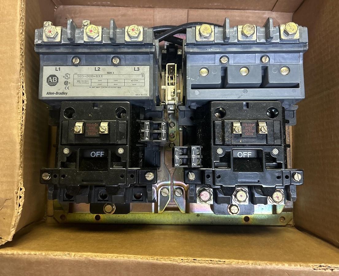 Used ALLEN BRADLEY,505-DOD-XXX,REVERSING STARTER SIZE 3 90A 600V