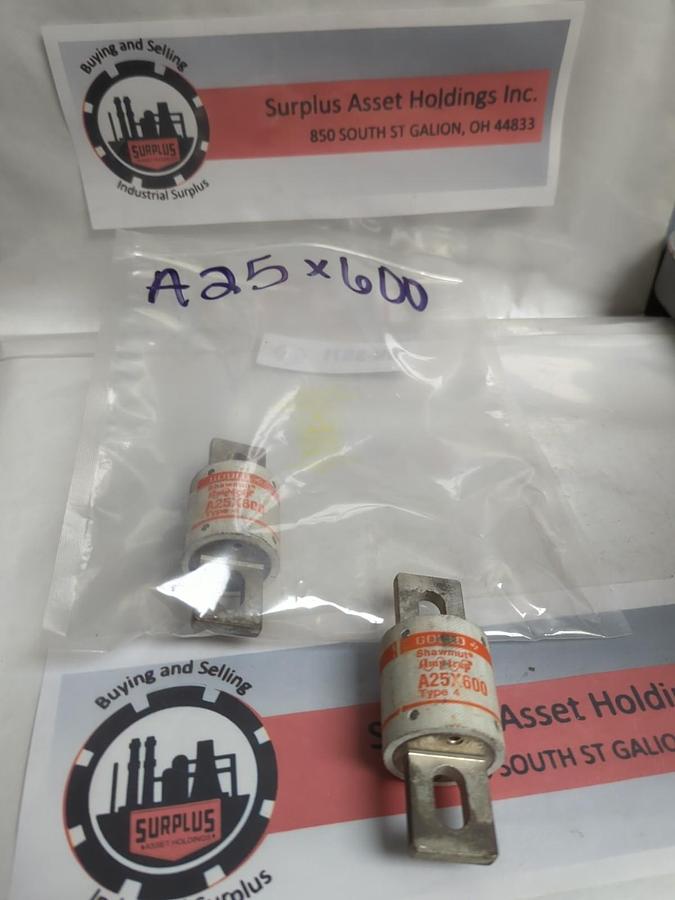 Used GOULD SHAWMUT,A25X600,TYPE 4 FUSE 600 AMP LOT OF 2 PRE-OWNED