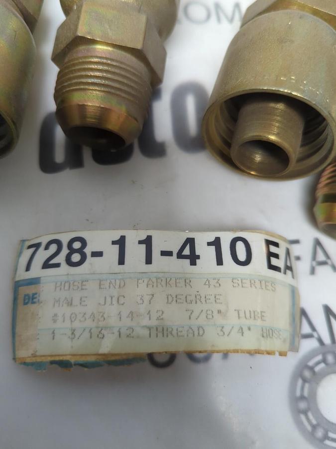PARKER,728-11-410 EA,SERIES 43 HOSE END 3/4 INCH LOT OF 4 NOS