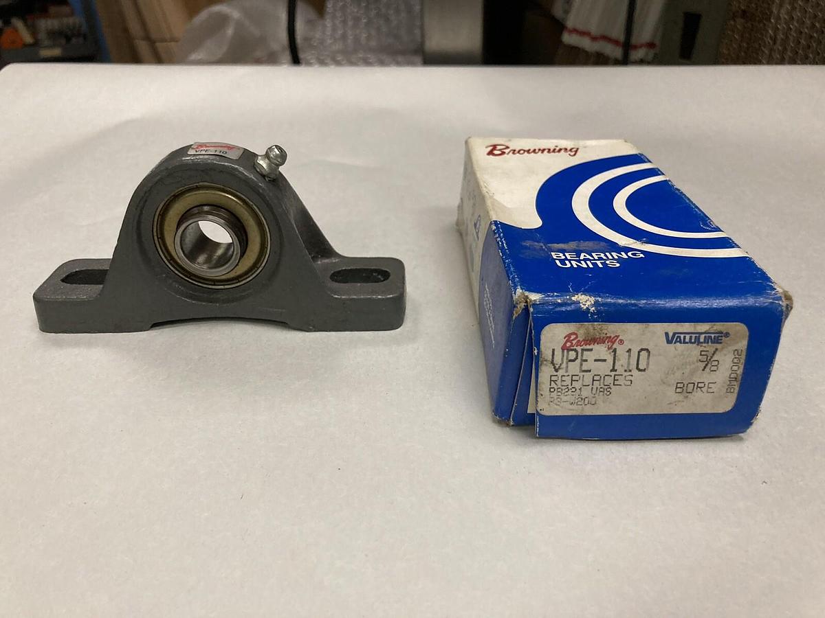 BROWNING,VPE-110,PILLOW BLOCK BALL BEARING UNIT 2-BOLT BASE  5/8" BORE NOS