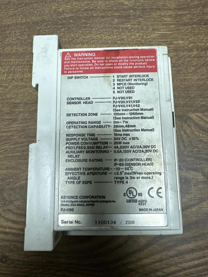 Used Keyence,PJ-V90,Light Curtain Controller