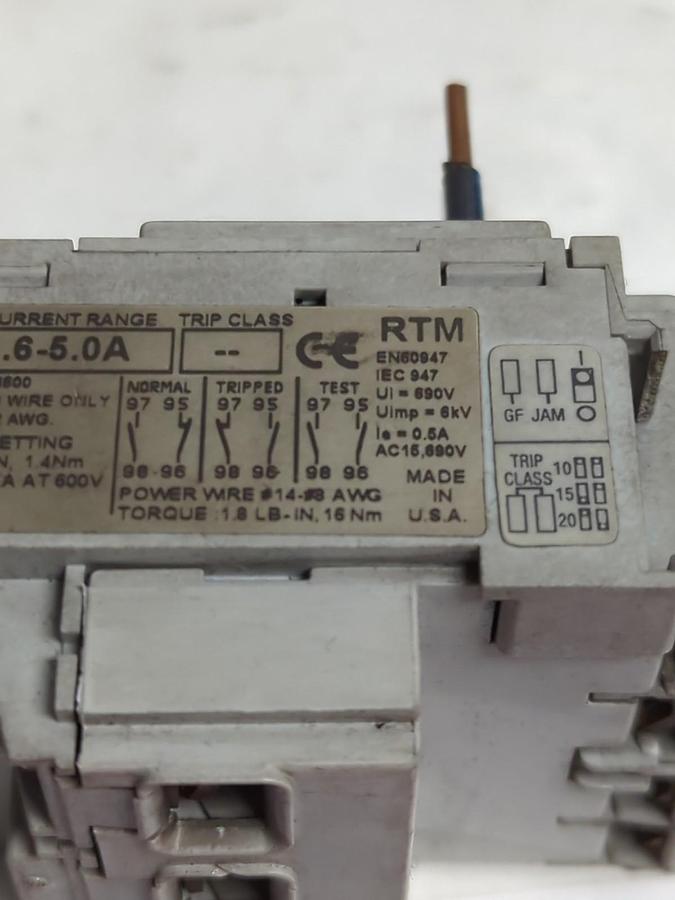 Used ALLEN BRADLEY,193-EB1EB,OVERLOAD RELAY SERIES B 1.6-5.0A PRE-OWNED