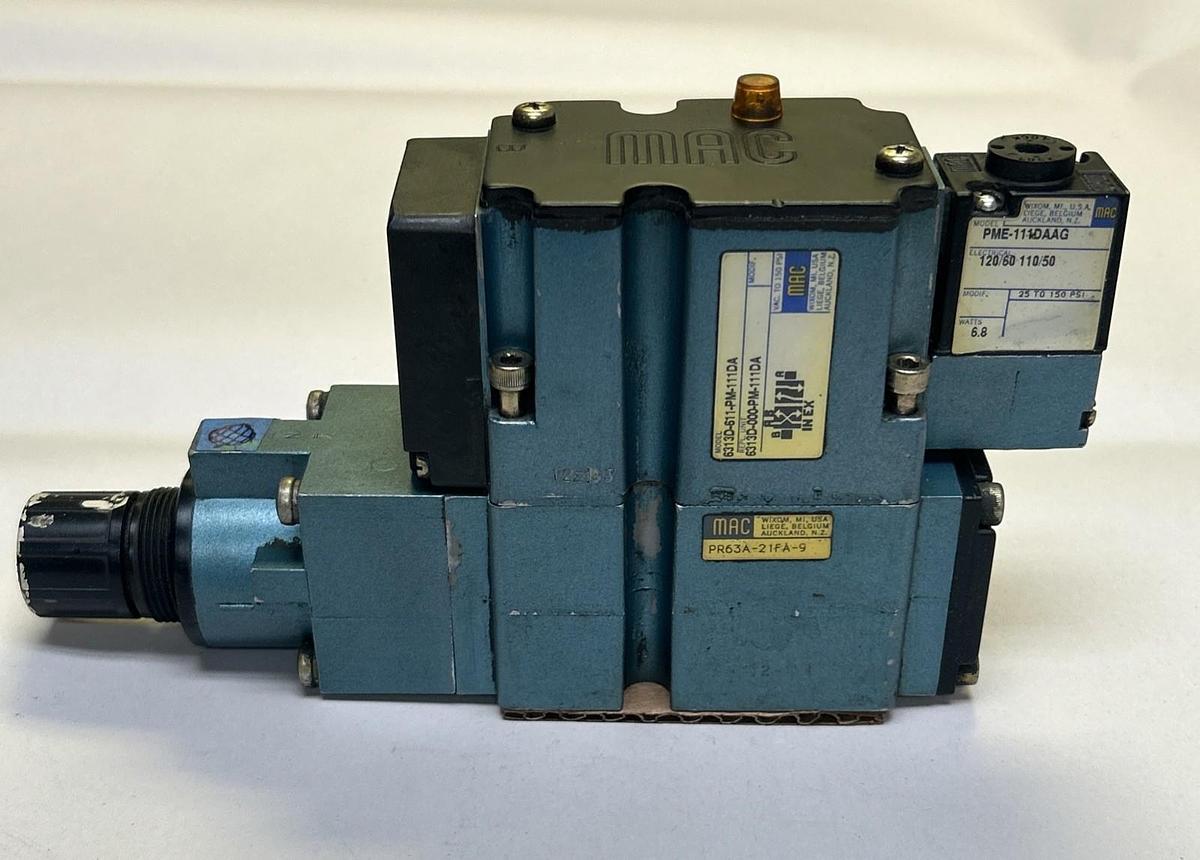 Used MAC VALVES,6313D-611-PM-111DA,SOLENOID VALVE W/ PR63A-21FA-9