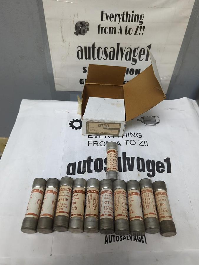 GOULD SHAWMUT,OT60,ONE TIME 60 AMP FUSES LOT OF 11