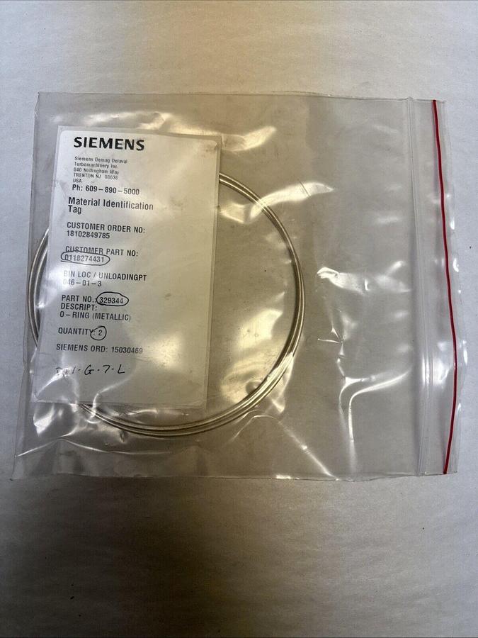 Used Siemens,329344,Metallic O Ring Qty 2