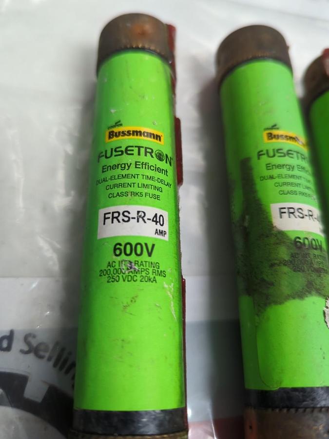 Used COOPER BUSSMANN,FRSR40,FUSETRON 40 AMP FUSE LOT OF 3 PRE-OWNED