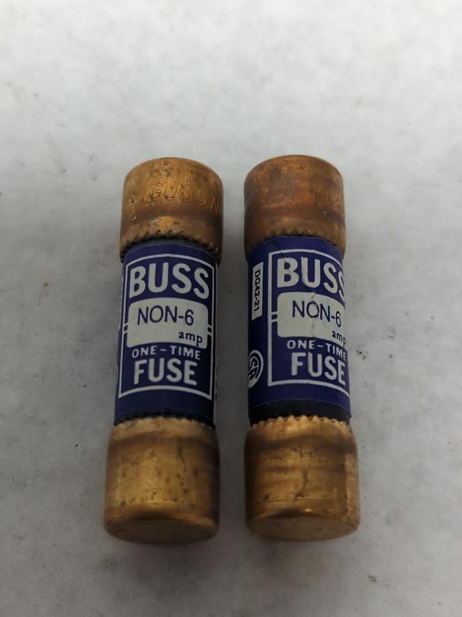 COOPER BUSSMANN,NON-6,ONE-TIME 6 AMP FUSE LOT OF 2 NOS