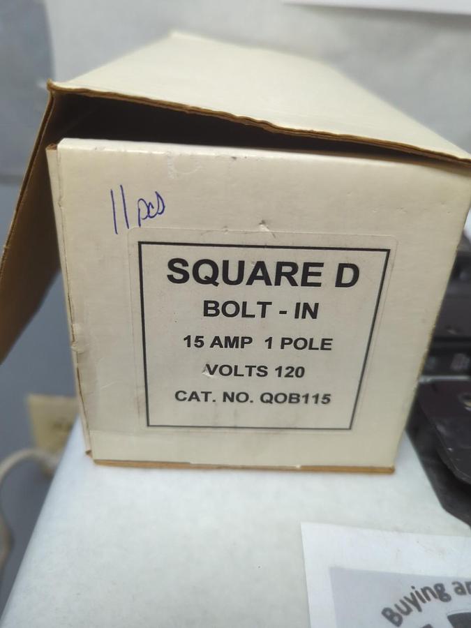 Used SQUARE D,QOB115,CIRCUIT BREAKER 15 AMP 1-POLE LOT OF 11 PRE-OWNED