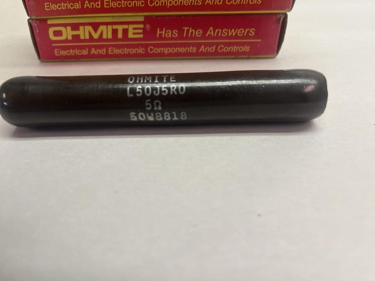 OHMITE,L50J5R0,RESISTOR 50 WATTS 5 OHMS LOT OF 4